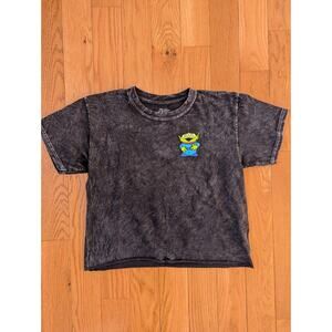 Toy Story Womens Pizza Planet Claw Machine Aliens Graphic Cropped T Shirt S